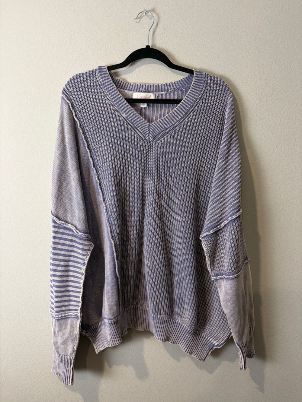 Sugarfox Bleached Blue Cable Knit Top Size 3X